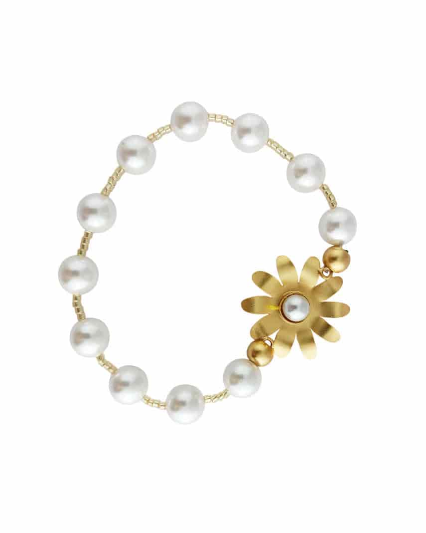 Pulsera de perlas Shell y flor Margarita - miniatura 1