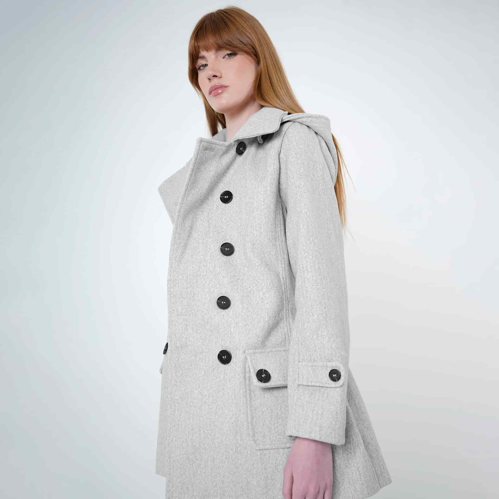 Chaqueta abrigo trench cruzado cuello solapa con capucha - miniatura 18