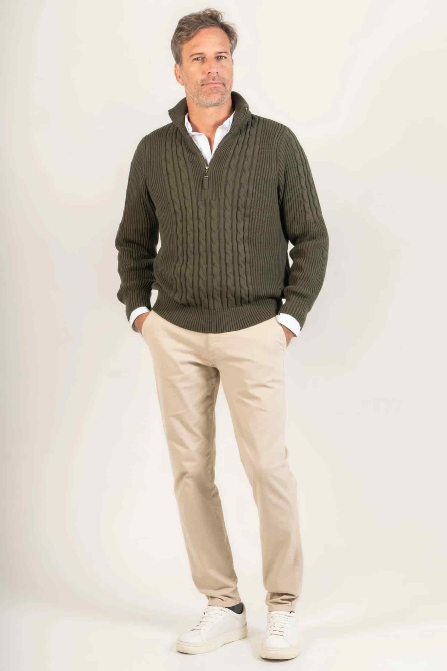 Suéter Halfzip Highland Hombre Verde Militar - miniatura 5