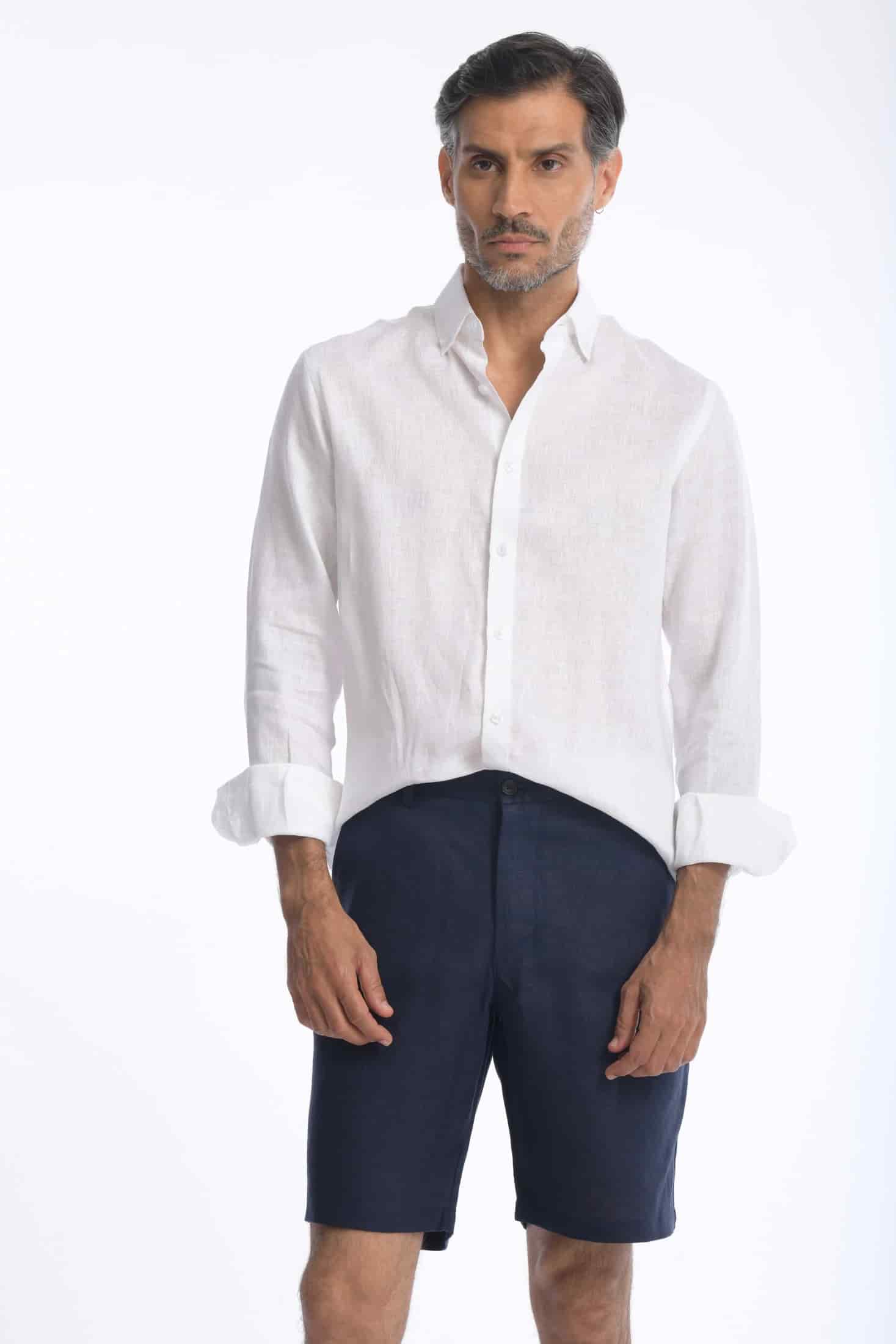 Bermuda Lino Azul Navy - miniatura 11