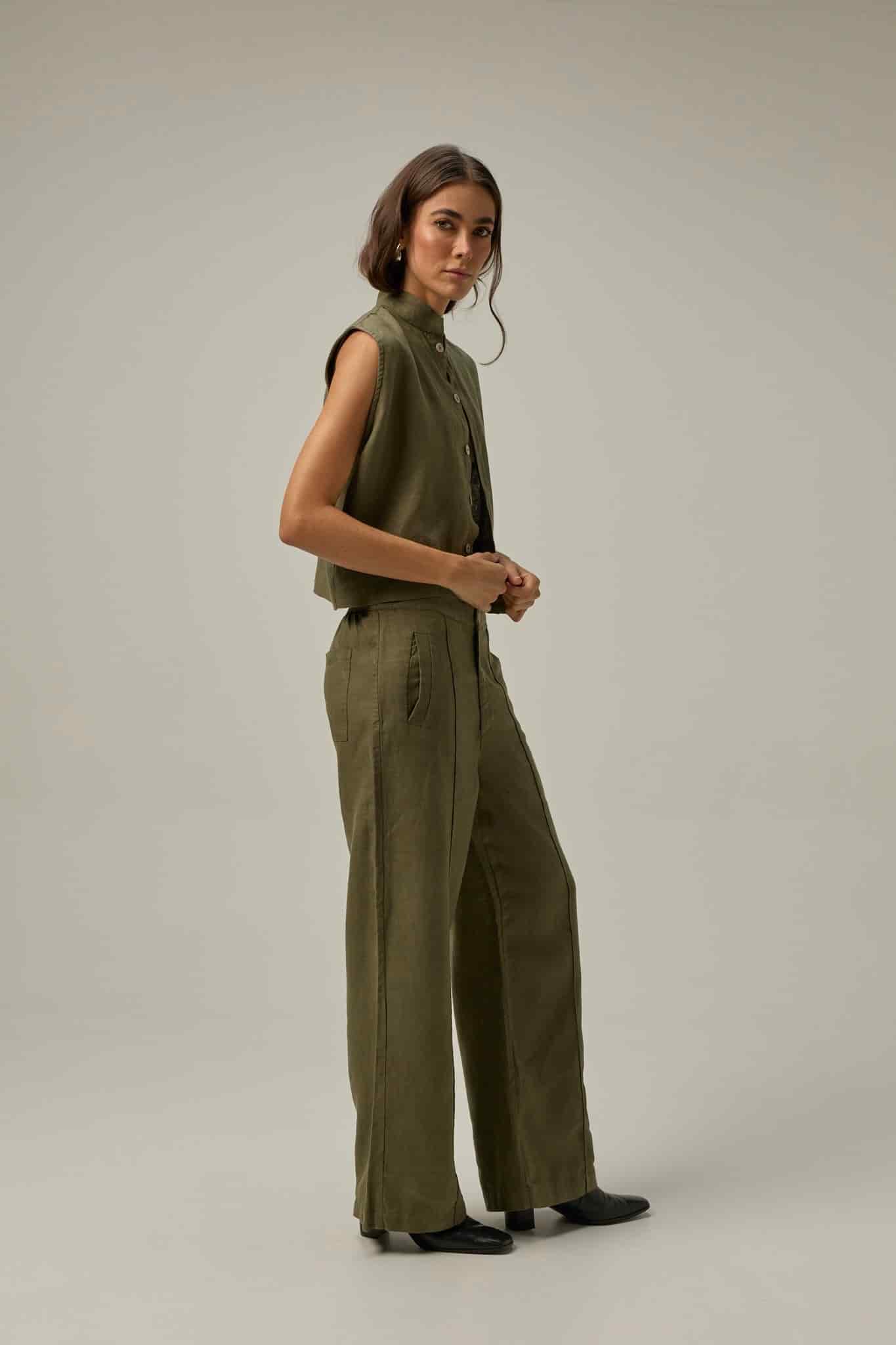 Pantalón Serre de lino | Verde Oliva - miniatura 4