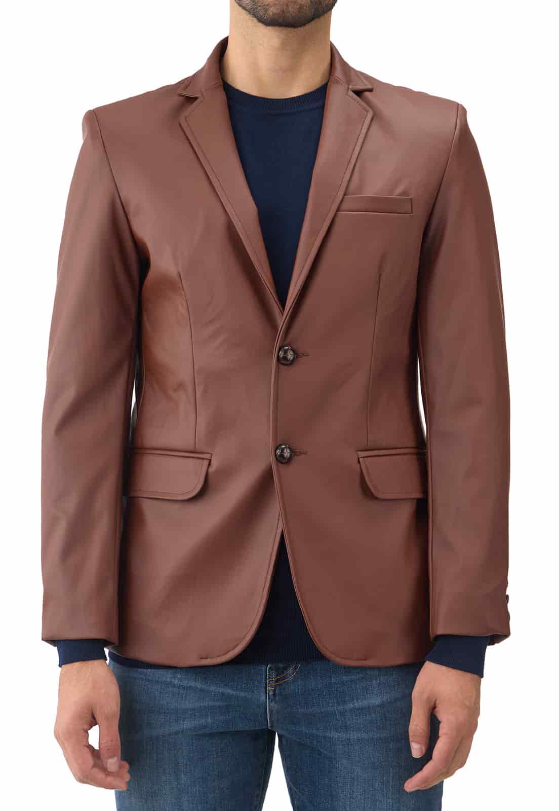 Blazer en cuerina café - miniatura 9