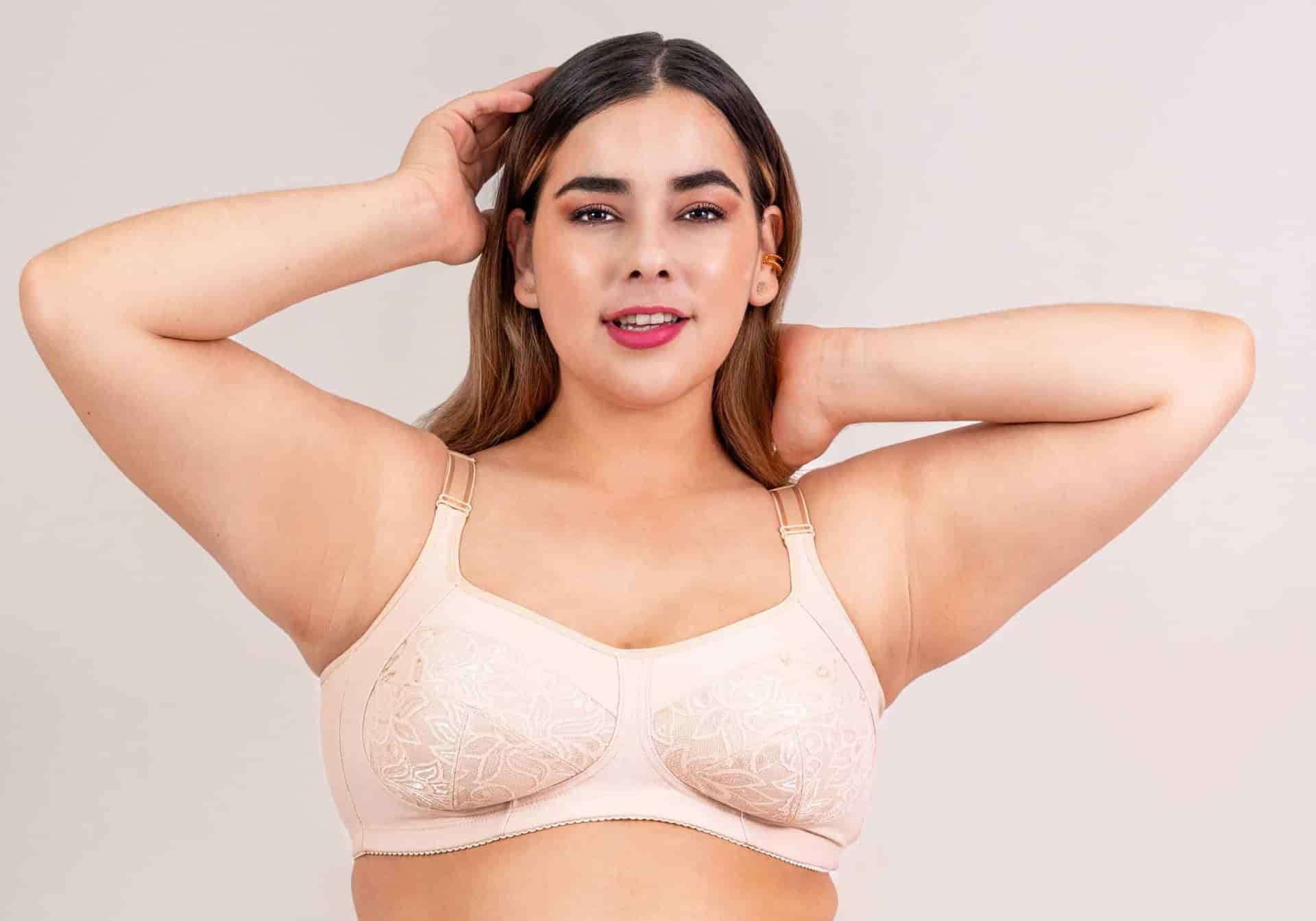 Brasier Clásico para Mujer en Algodón con Copa Profunda, Espalda Ancha y Blonda - miniatura 1