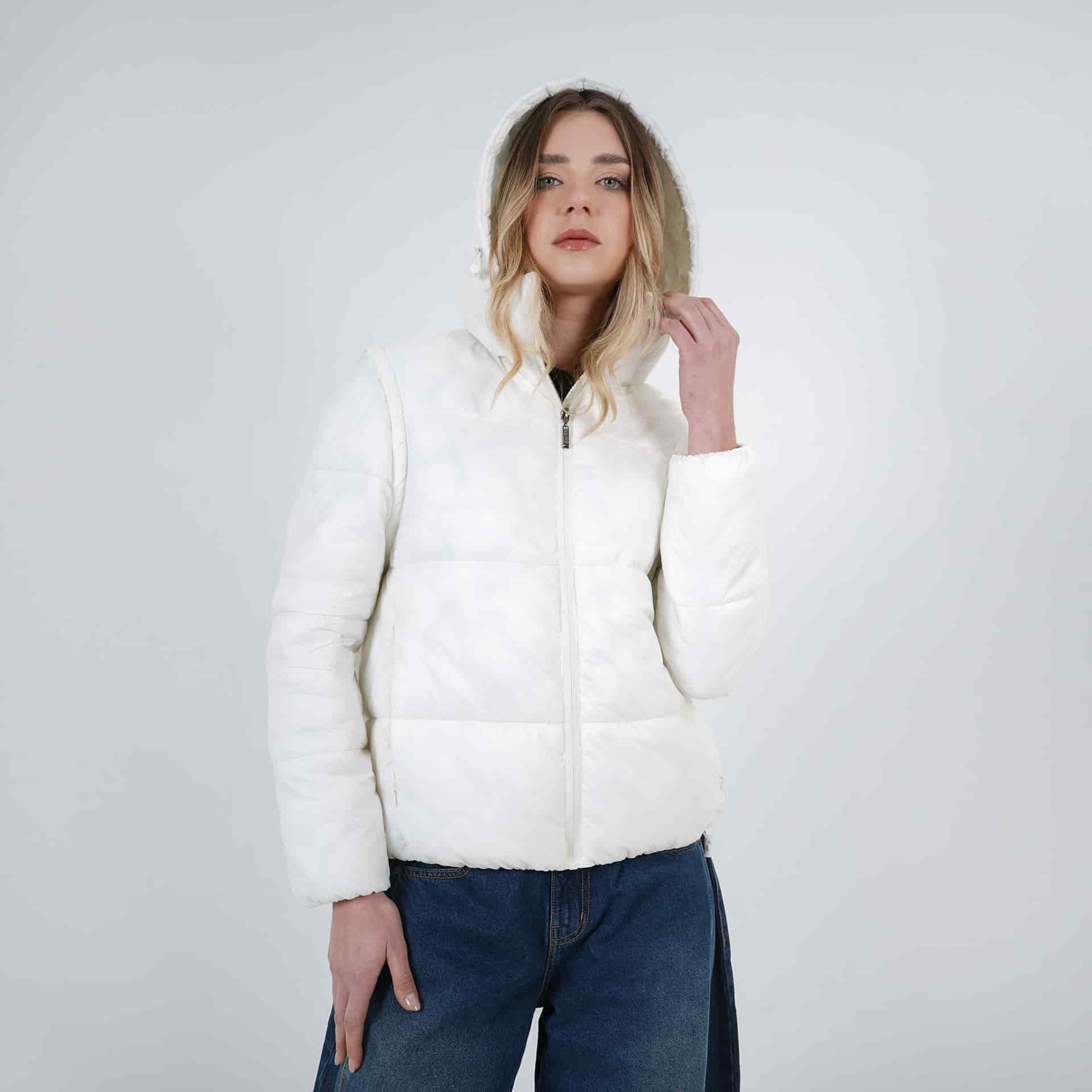 Chaqueta acolchada dos en uno mangas removibles con capucha - miniatura 9