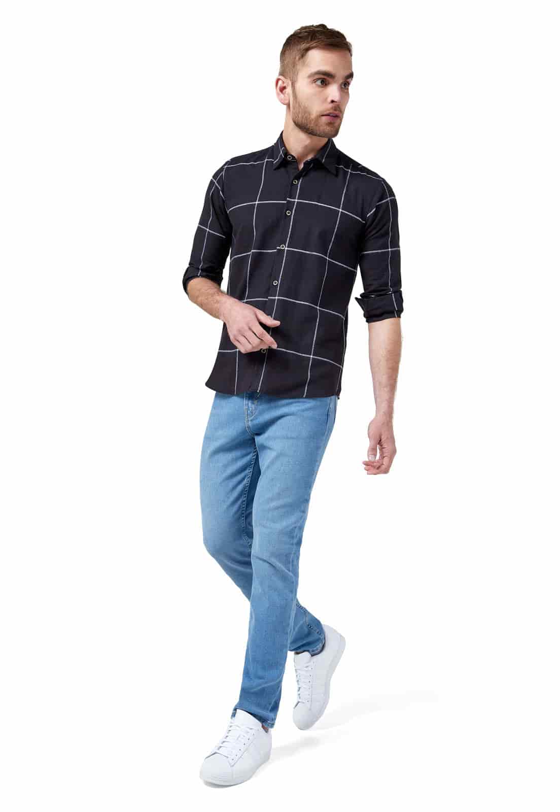 Camisa en Algodón negro con rayas blancas - miniatura 4