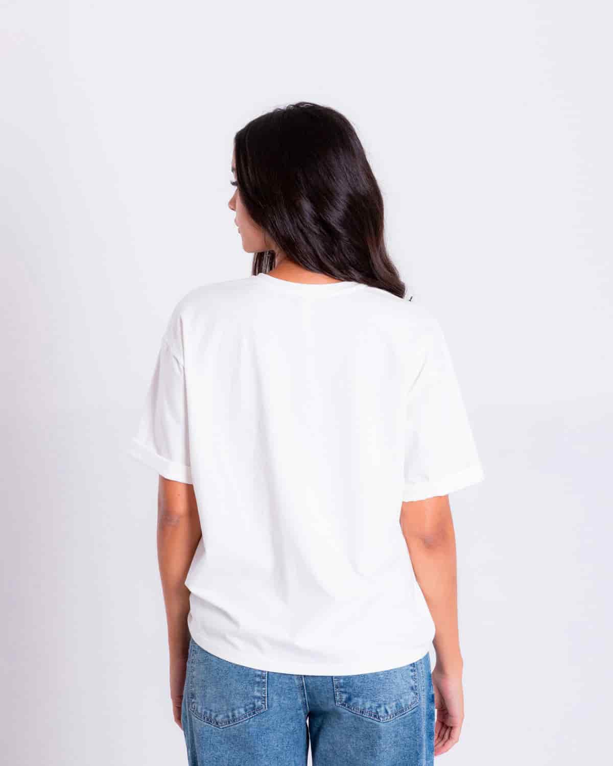 Camiseta blanca estampado frontal para mujer - miniatura 3