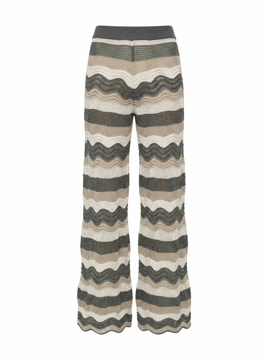 MARTINA PANT GREEN WITH BEIGE STRIPES - miniatura 1