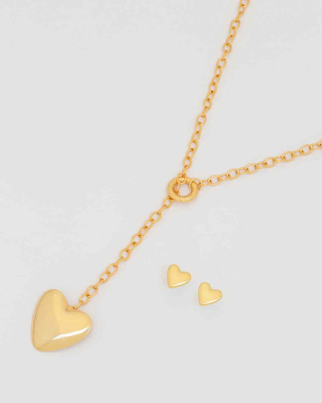 Collar Corbatín Maxi Corazón + Aretes - miniatura 2