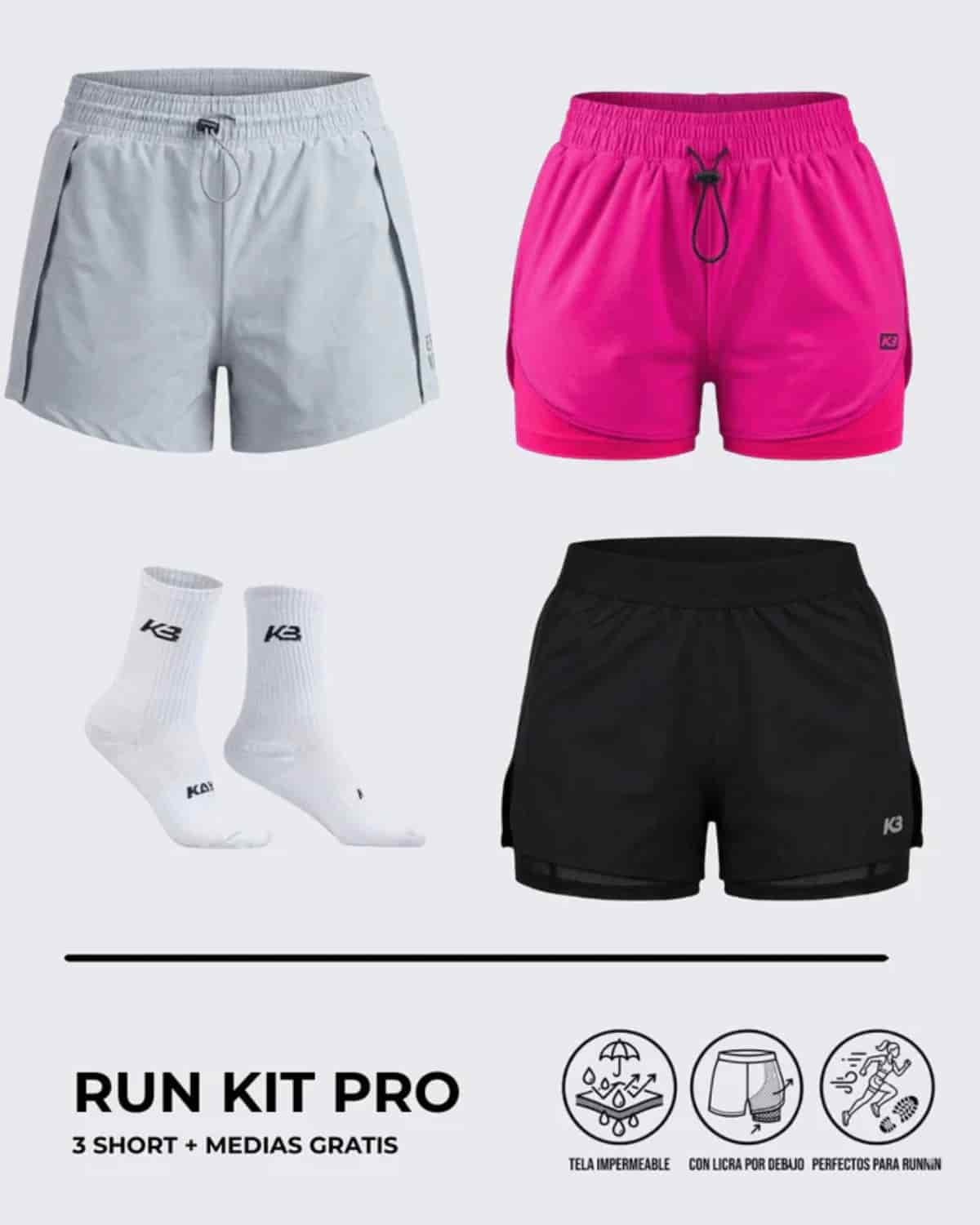 Pack X3 Short Running Mujer┃KAYBU REF.801076 - miniatura 2