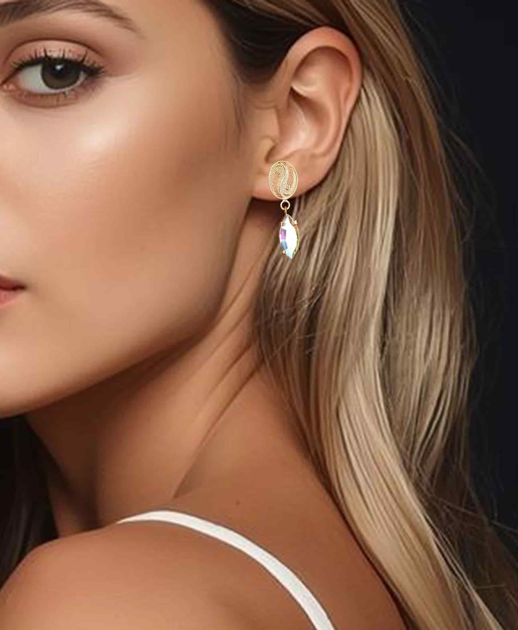 Aretes granito de café y cristal boreal - miniatura 2