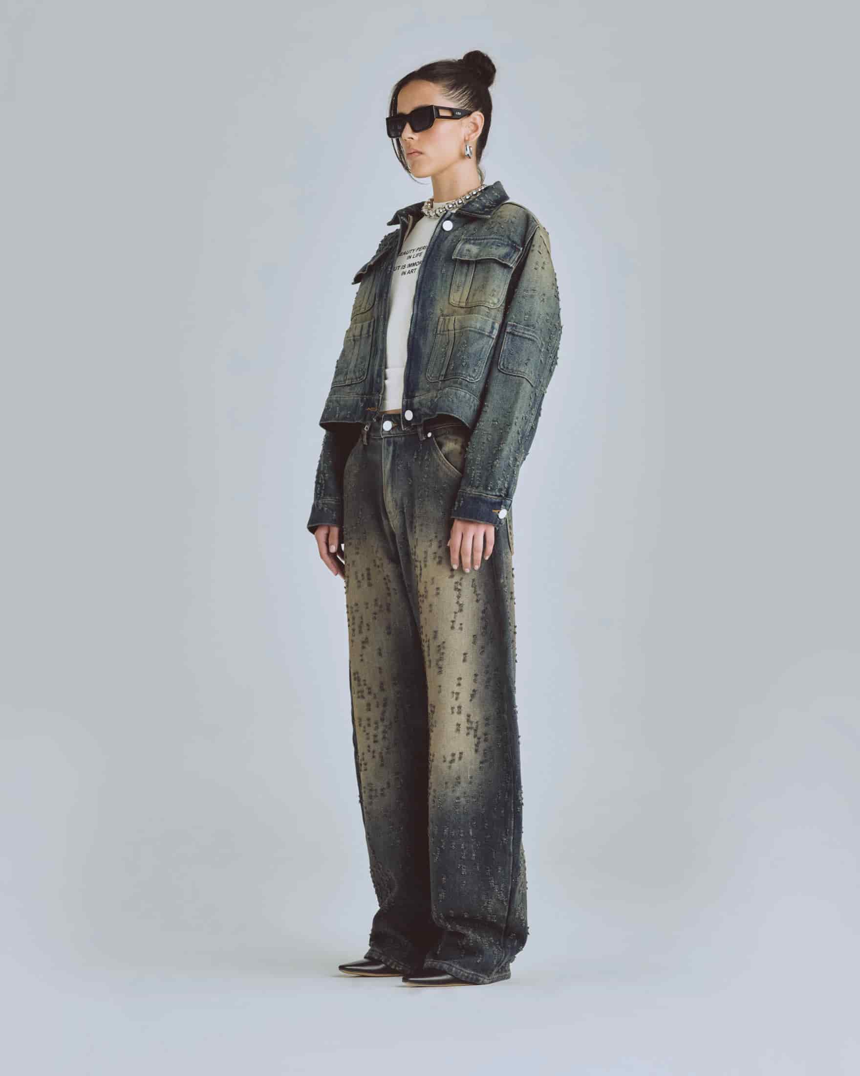 W Agnus Dei Undrgld Ripped Jacket Dirty Blue - miniatura 5