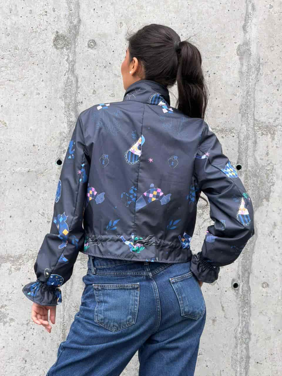 Chaqueta Corta Estampada Azul - miniatura 3