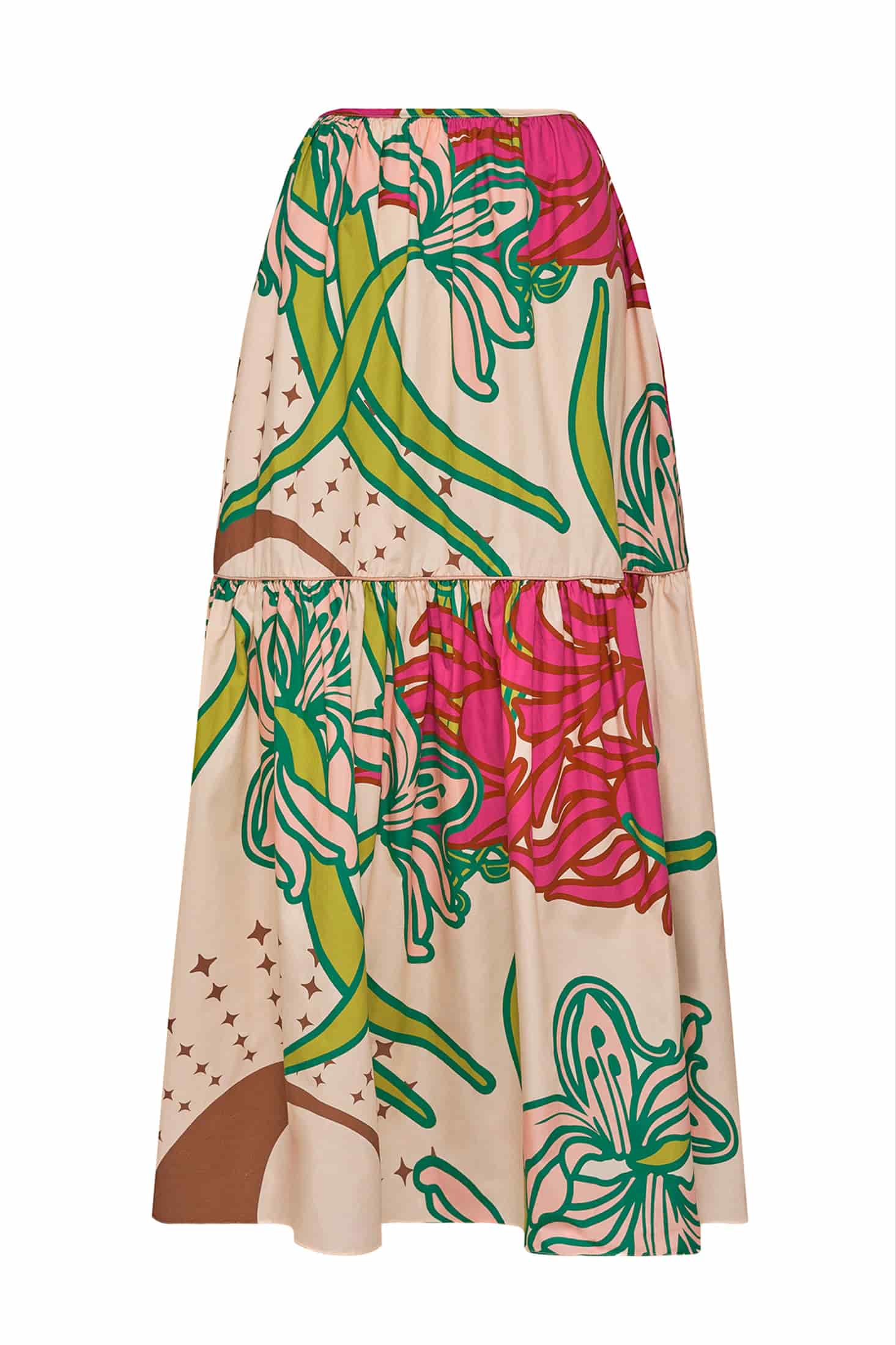 Ornella Cotton Maxi Skirt / Beige Moon Garden - miniatura 1