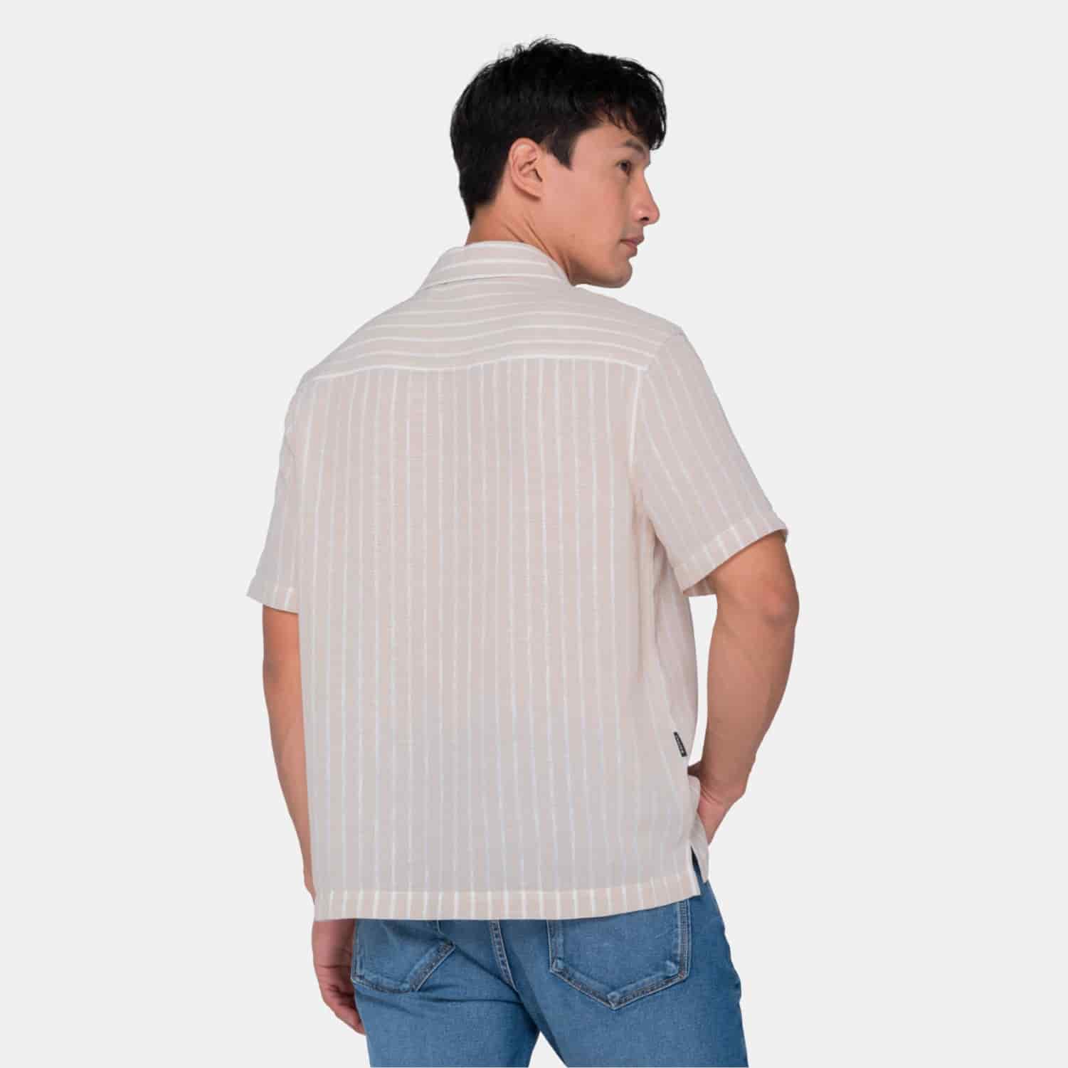 Vertical Stripes S/S Shirt Beige - miniatura 2