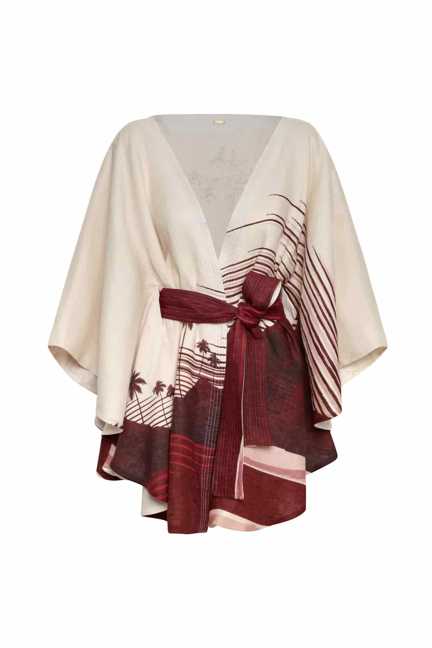 Cavalo Linen Poncho / Red Tropical Landscape - miniatura 1