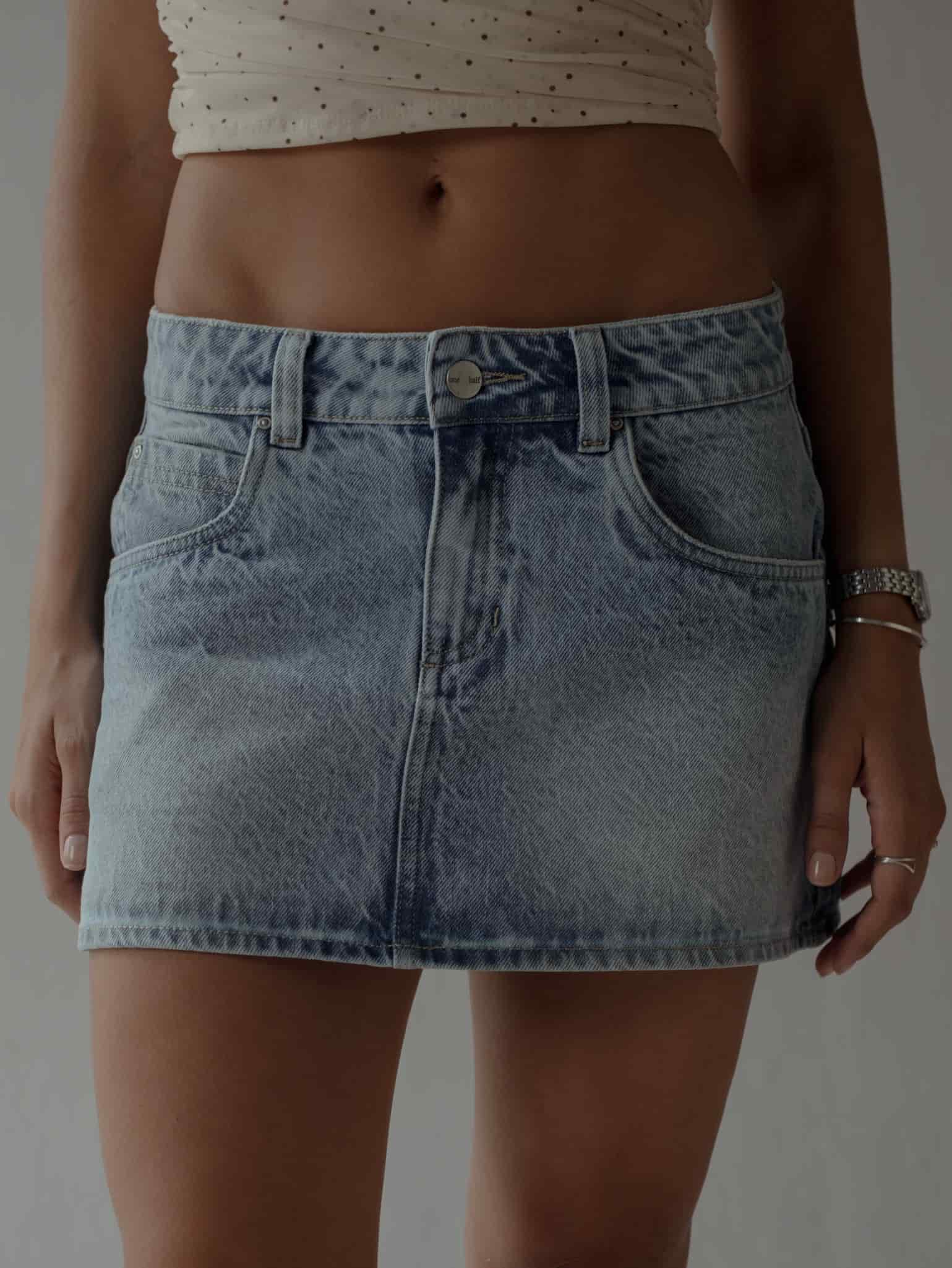 INDIGO MINI SKIRT - OLD LIGHT BLUE - miniatura 5