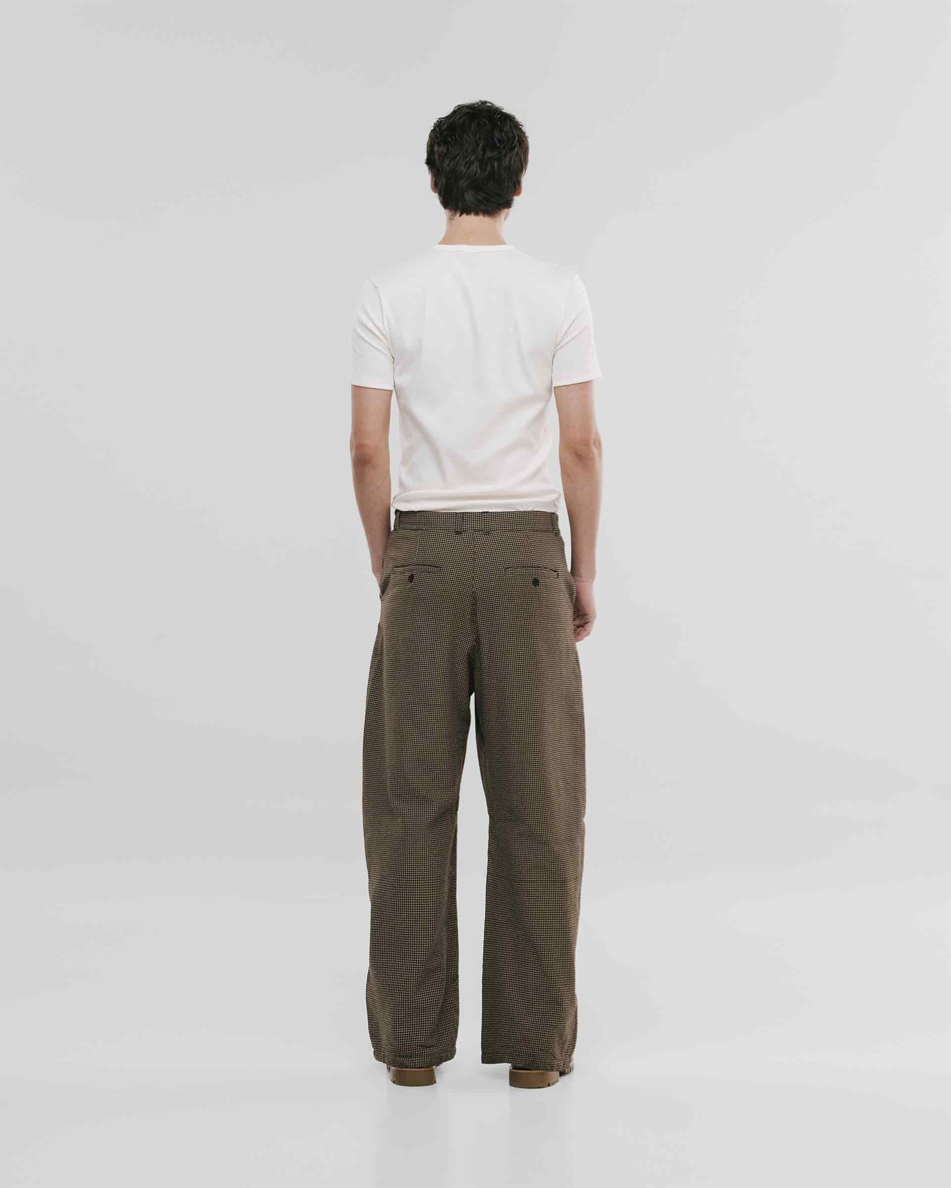 Barrel Fit Houndstooth Trousers - Café - miniatura 6