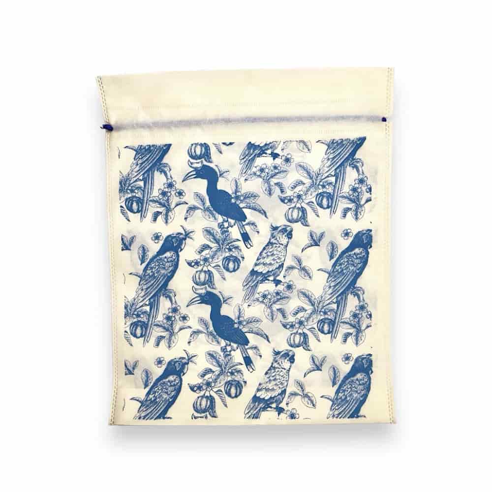 Bolsa en Tela Grande Aves Azules Reciclable y Reutillizable. Medidas 35*43 - miniatura 1