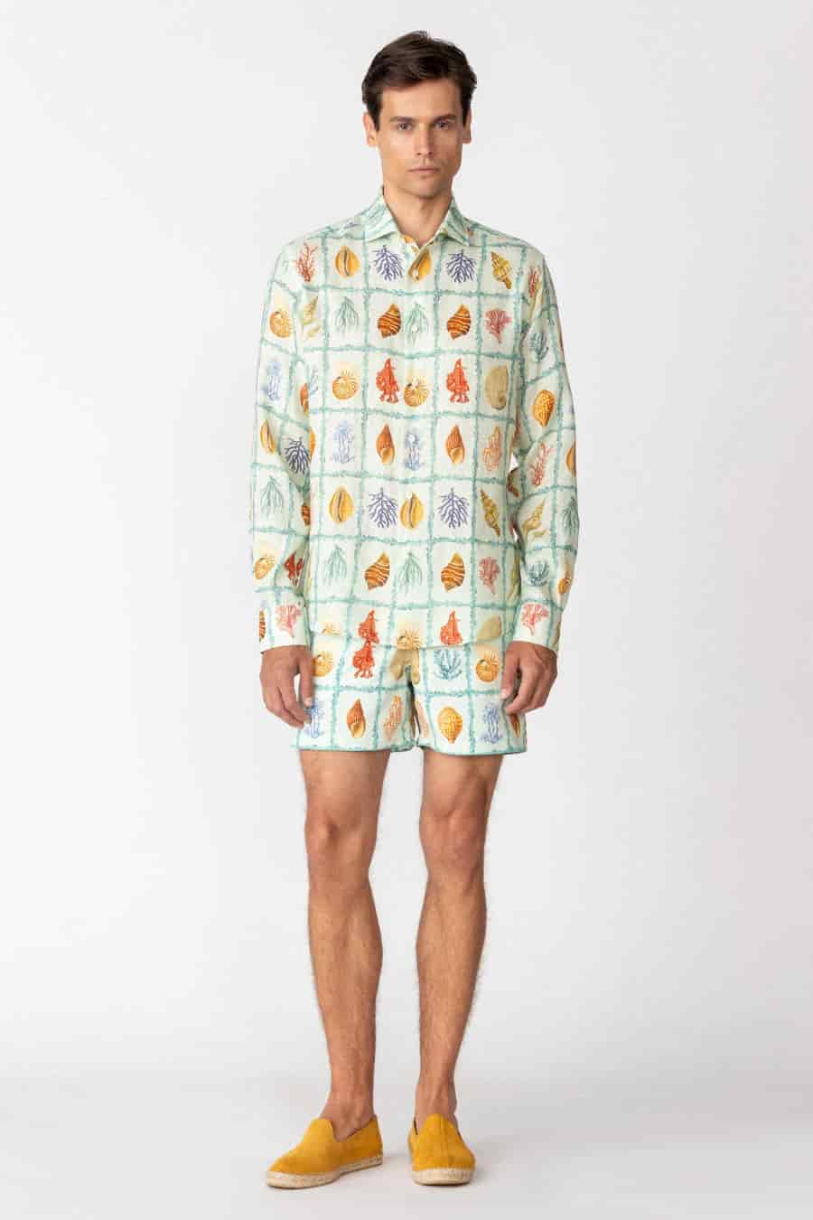 Men's linen shirt sky blue tambor - miniatura 1