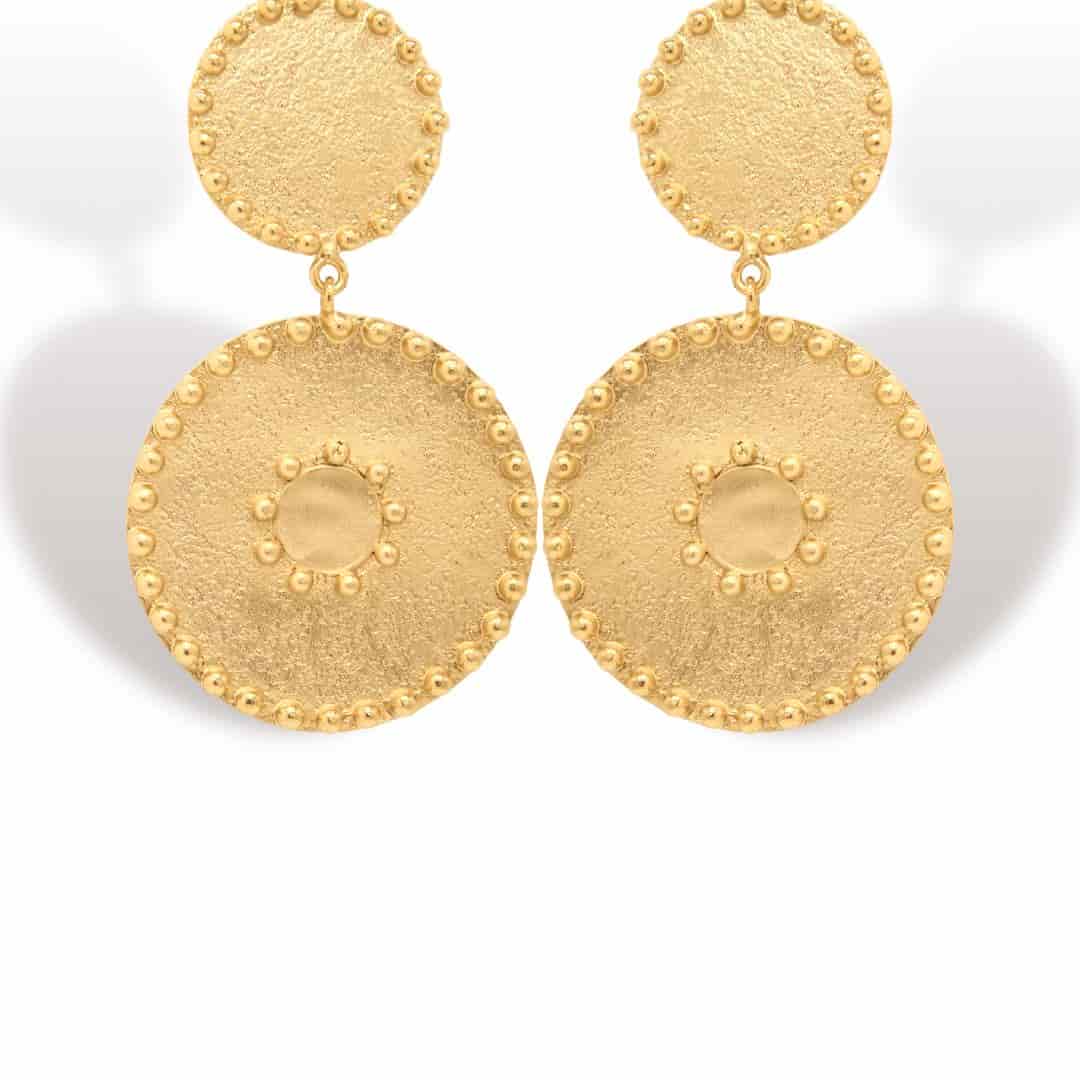 Aretes con 2 círculos y medallón precolombino - miniatura 2