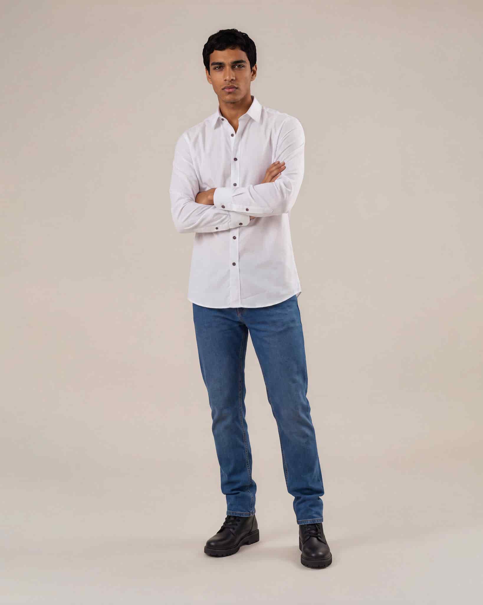 Camisa slim fit blanco - miniatura 5