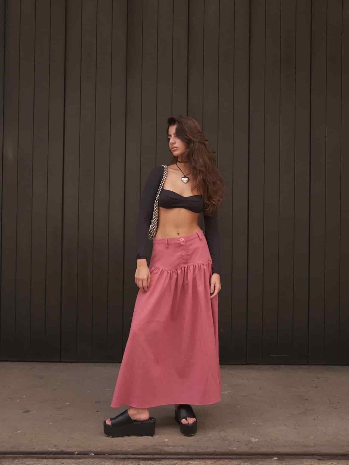 SAND STRIPE SKIRT (CHERRY) - miniatura 4