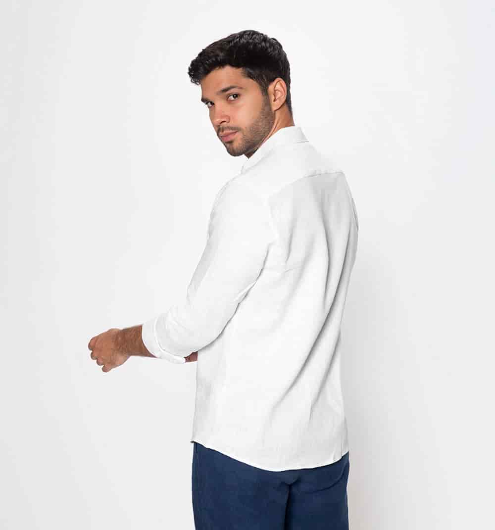 Camisa en lino manga larga regular fit - miniatura 10