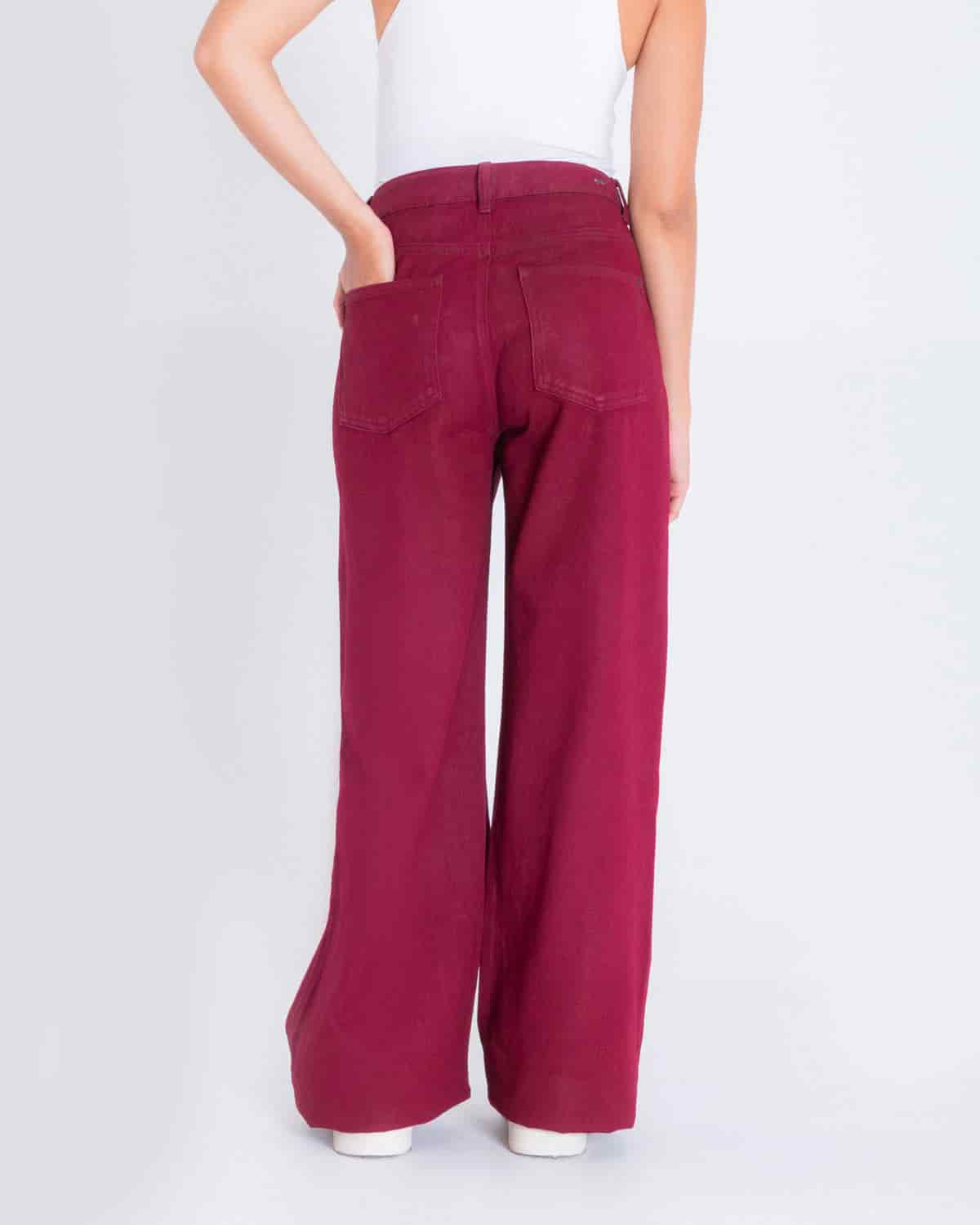 Pantalon recto vinotinto para mujer - miniatura 3