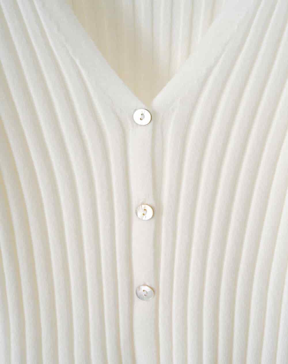 Suéter slim rib blanco mujer - miniatura 2