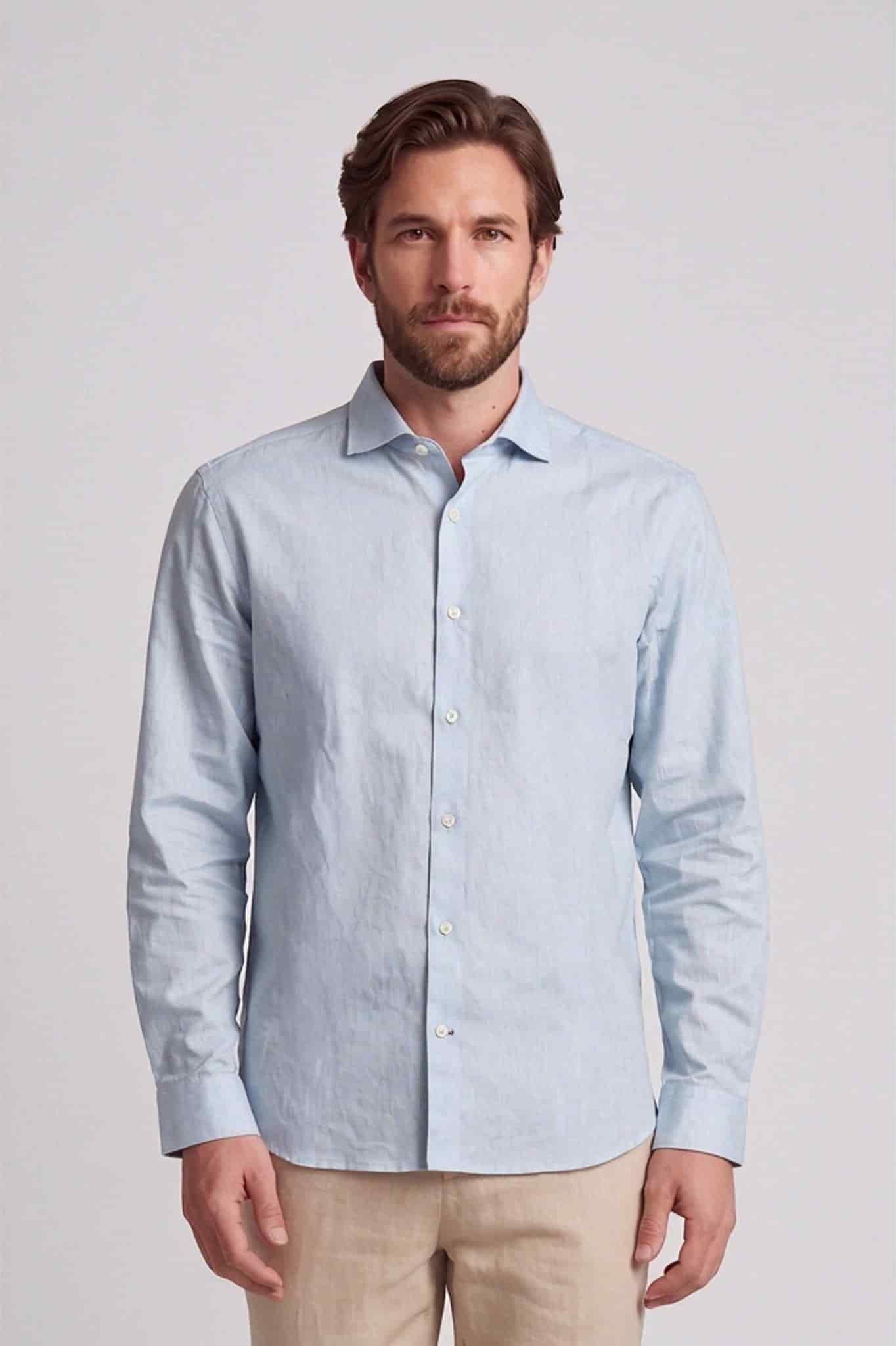 Camisa lino algodon manga larga para hombre Jon Sonen 010225057 - miniatura 4