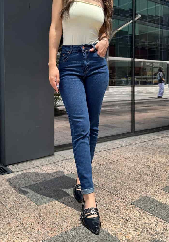 Mom Slim Fit Confort Azul Oscuro para Mujer - miniatura 10