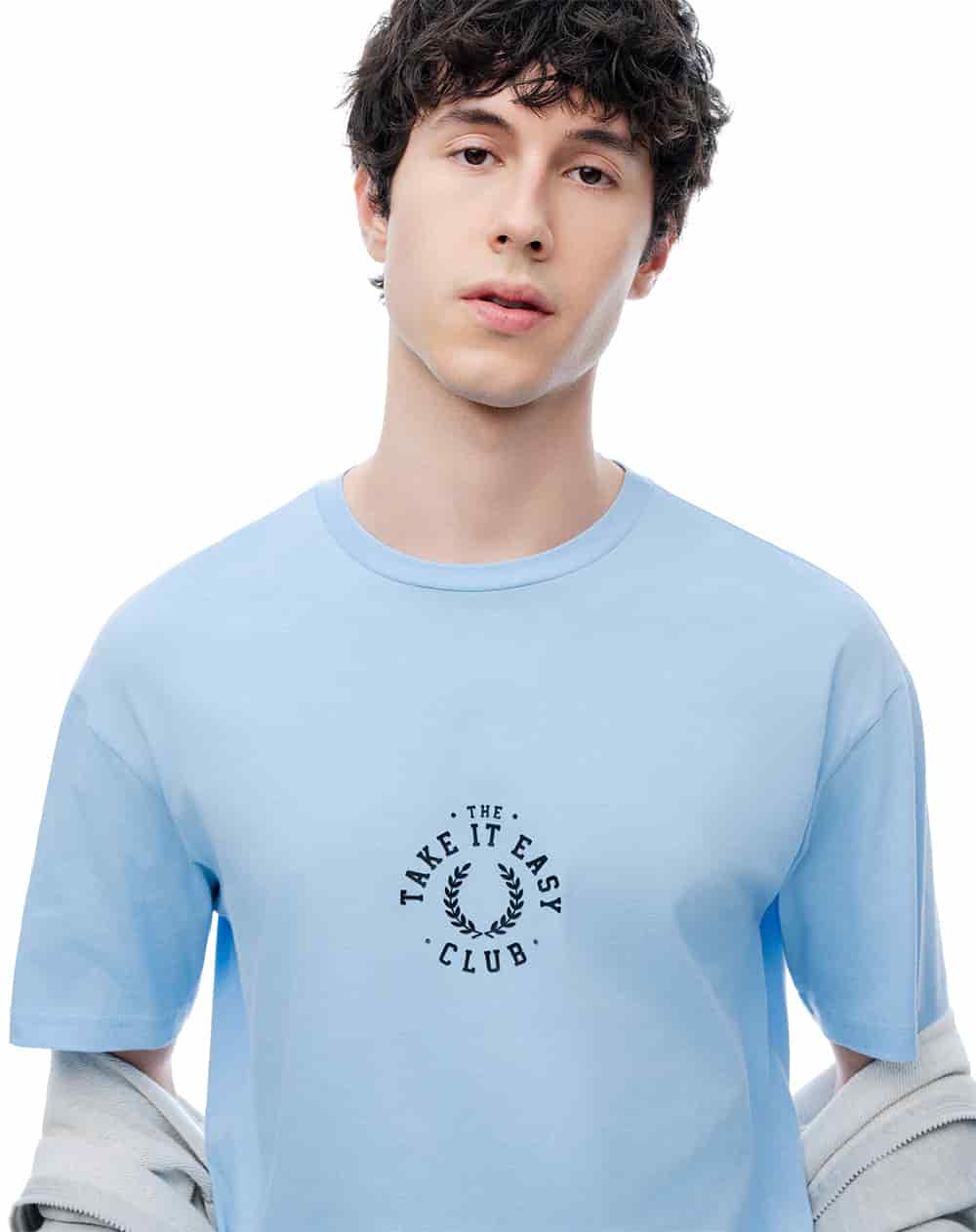 Camiseta manga corta regular estampado azul claro hombre - miniatura 3