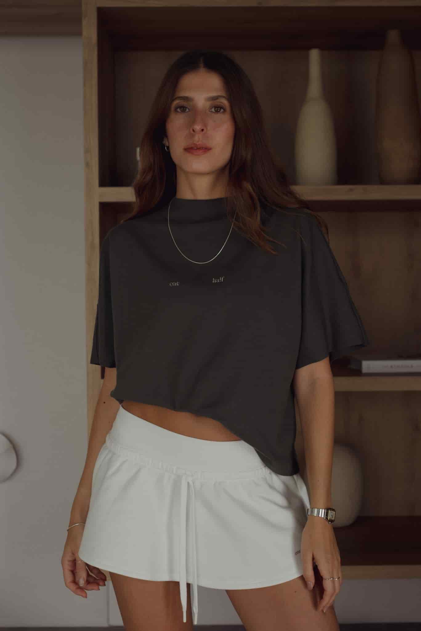ONE HALF ROLLED SLEEVE T-SHIRT - GRAY - miniatura 6