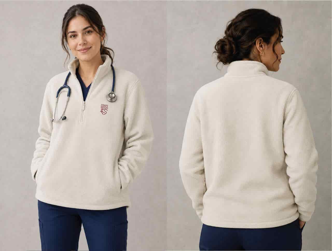 SACO FLEECE HALF ZIP CREMA - SHAIO - miniatura 3