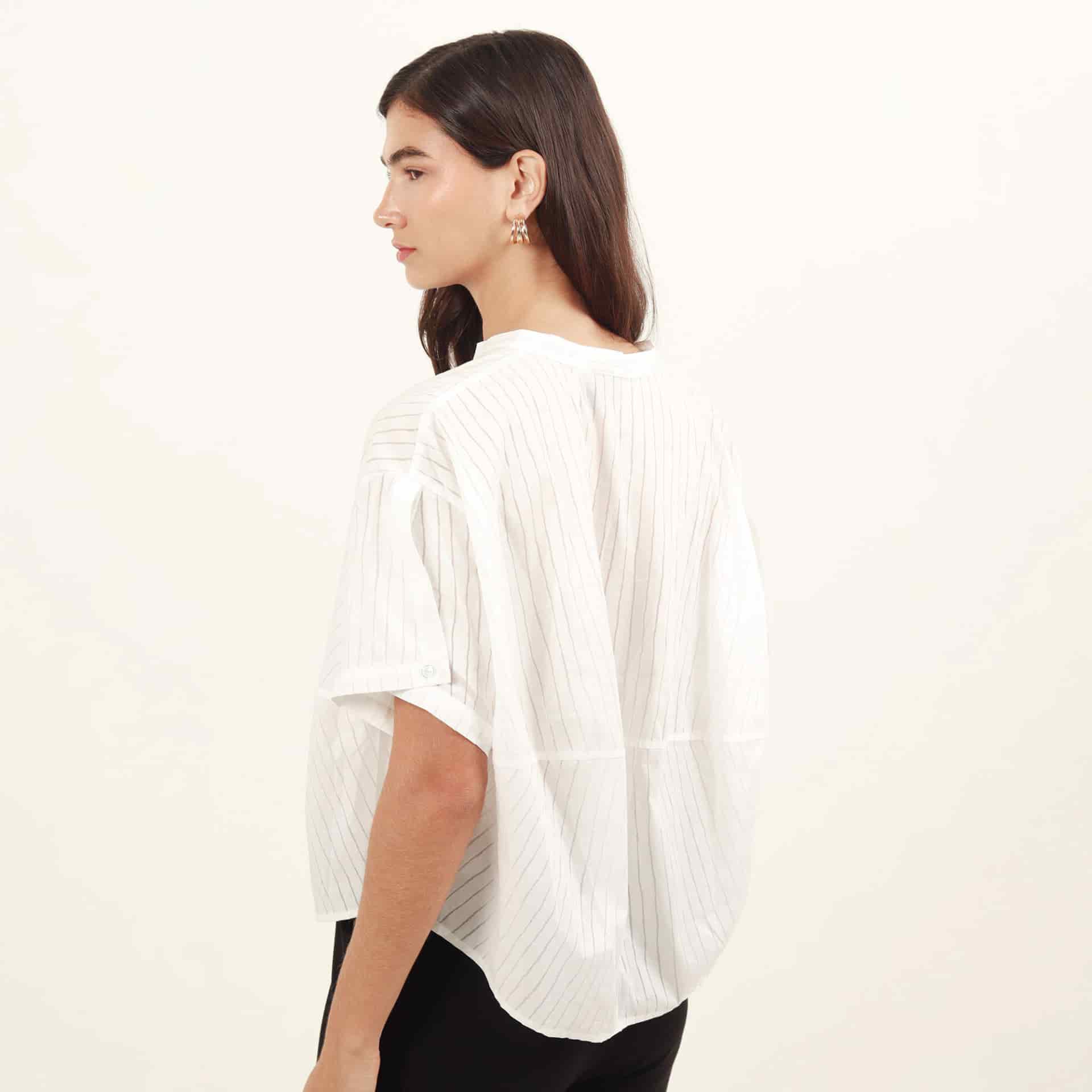 Blusa cuello V manga corta - miniatura 7