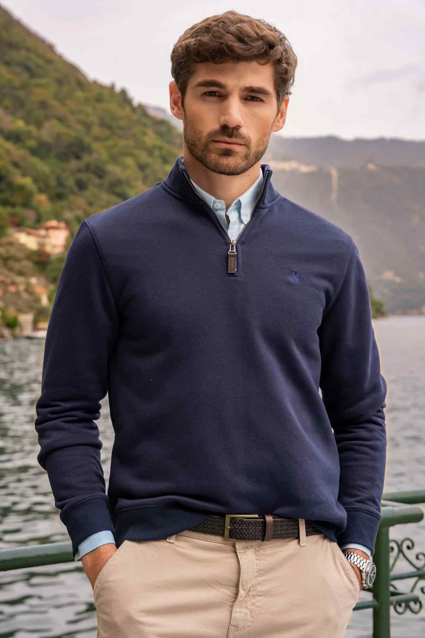 Suéter Halfzip Varenna Hombre Azul Oscuro - miniatura 1
