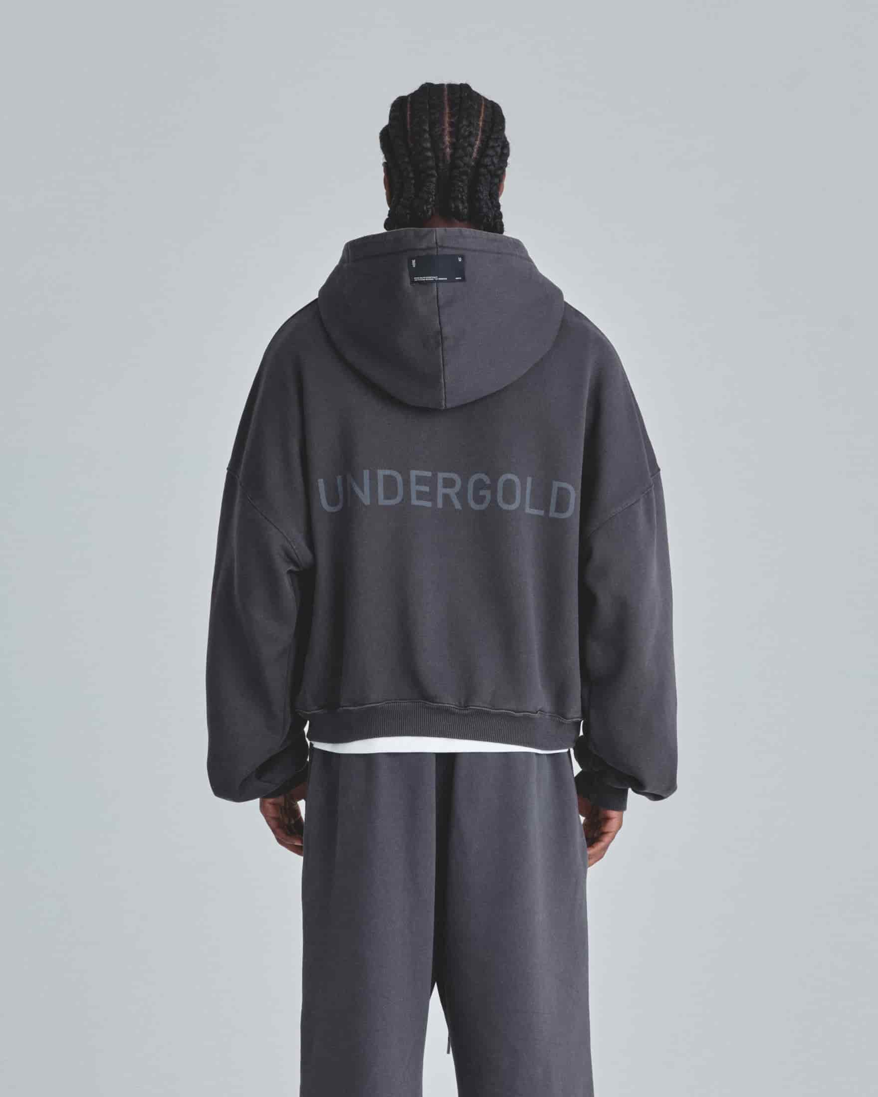 Line Basic Boxy Fit Zip Up Hoodie Dark Gray - miniatura 7
