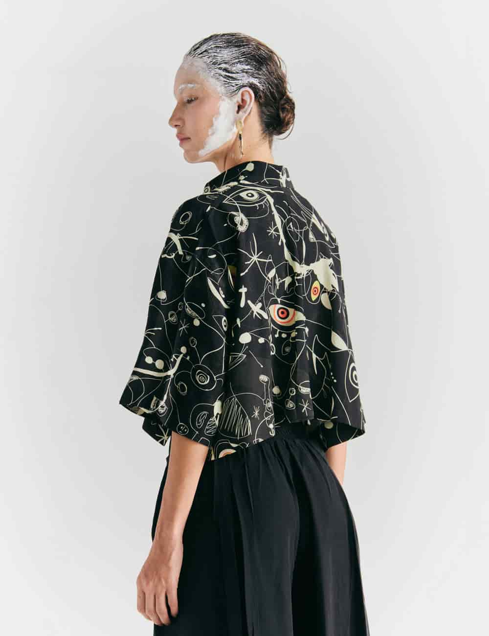 Camisa Oversize Ferra negro + crudo Mujer - miniatura 2