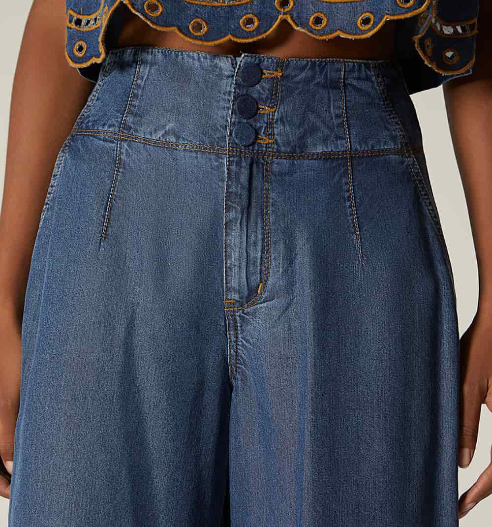 Jean culotte tiro alto bordado en bota - miniatura 3