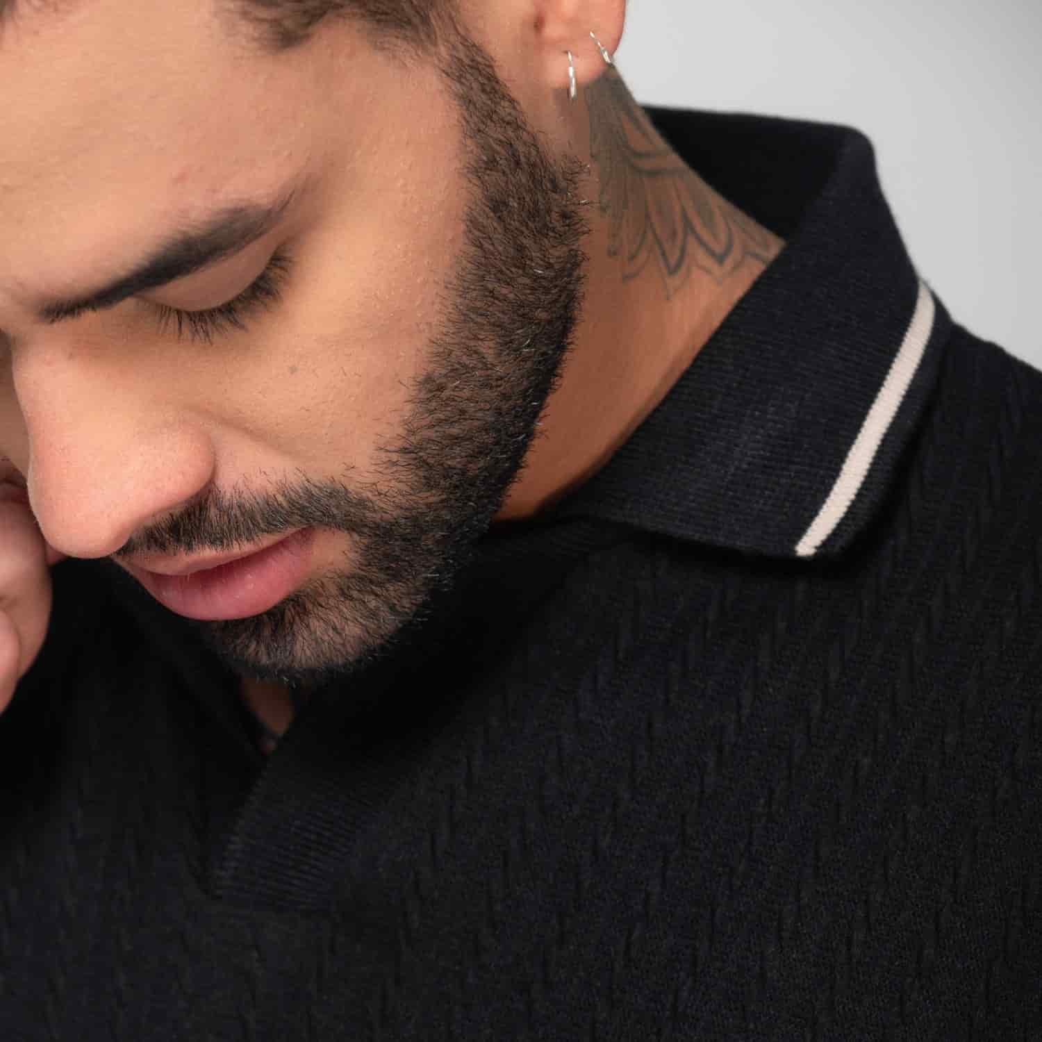 Polo Knit Sweater Negro - miniatura 2