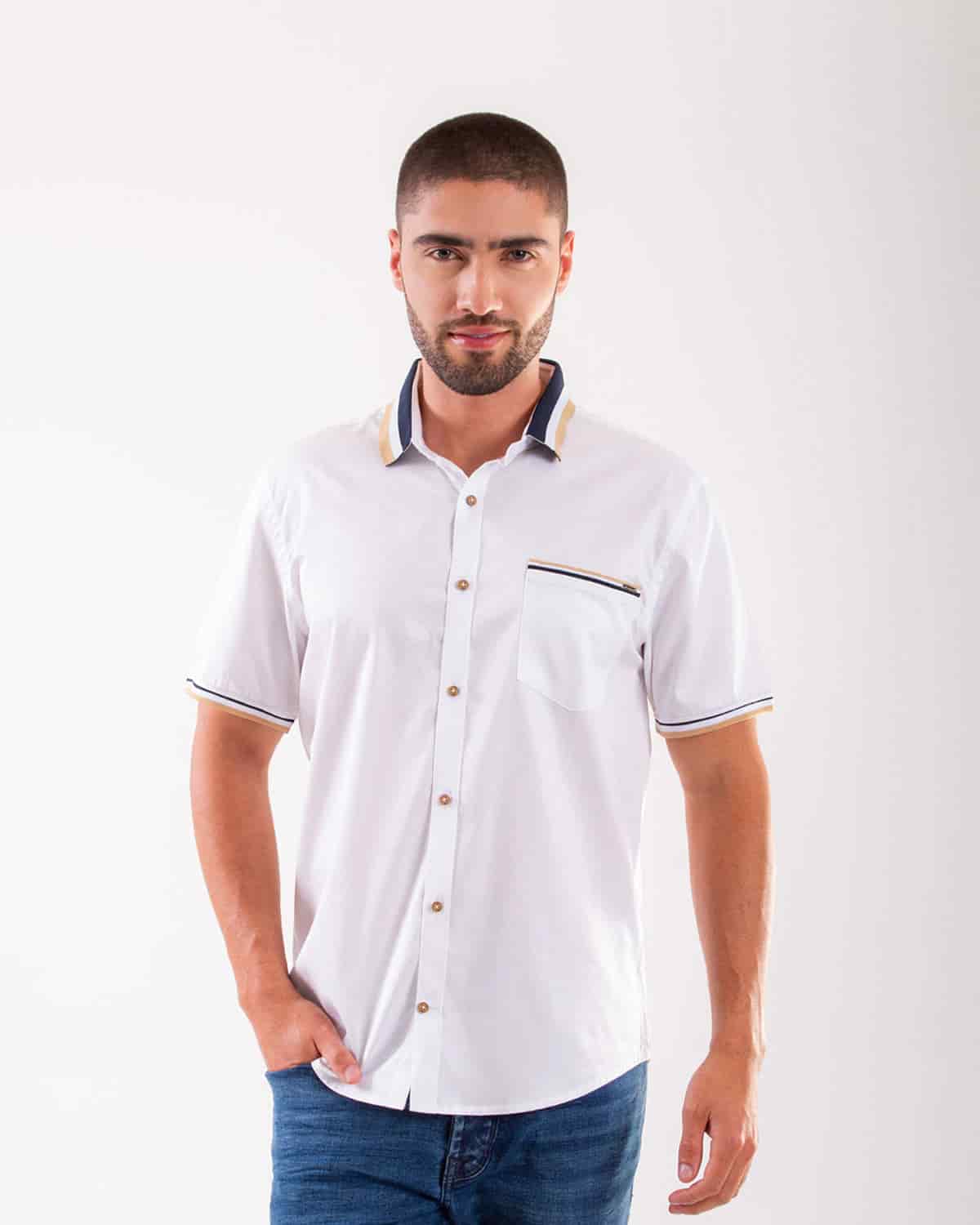 Camisa blanca manga corta para hombre - miniatura 22