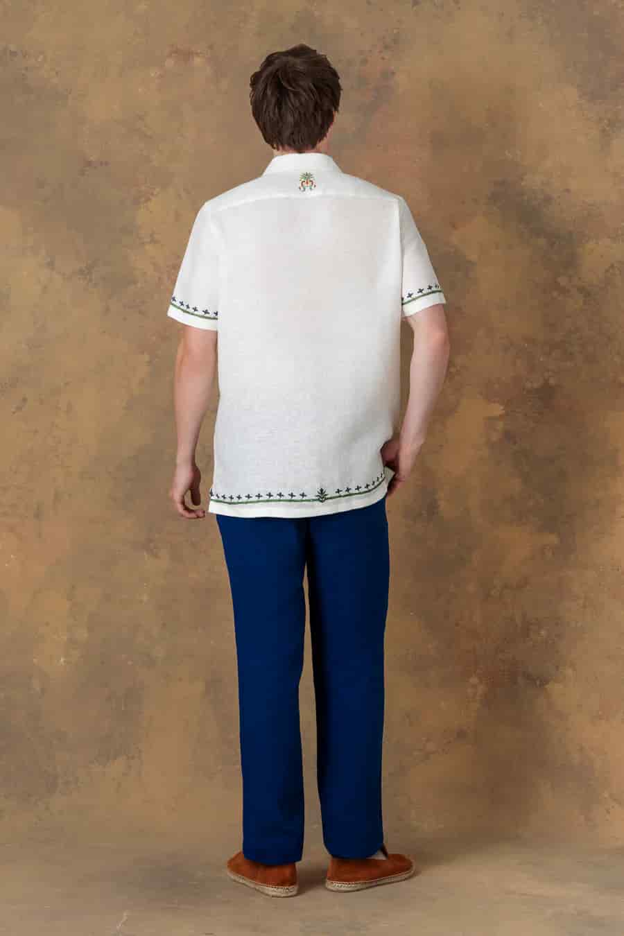 Men's linen shirt bowling acantha white - miniatura 5