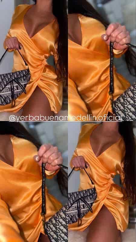 VESTIDO NARANJA SATINADO - miniatura 3
