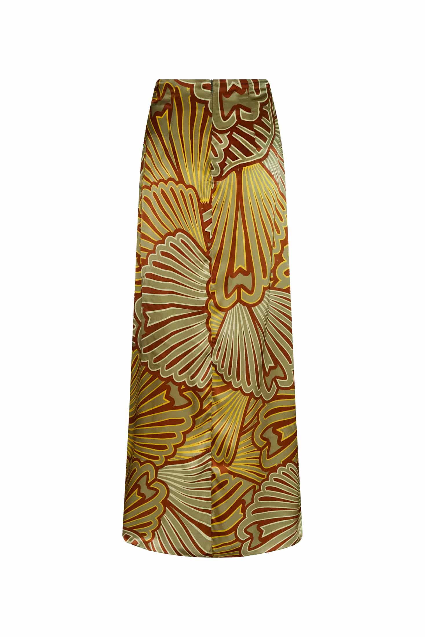 Carlota Satin Silk Maxi Skirt / Yellow Intricate Shells - miniatura 3