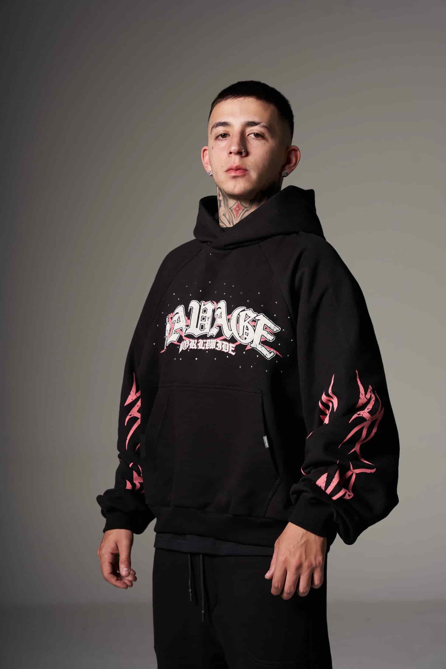 Hoodie Boxy fit rosa piedras  400 gramos - miniatura 3