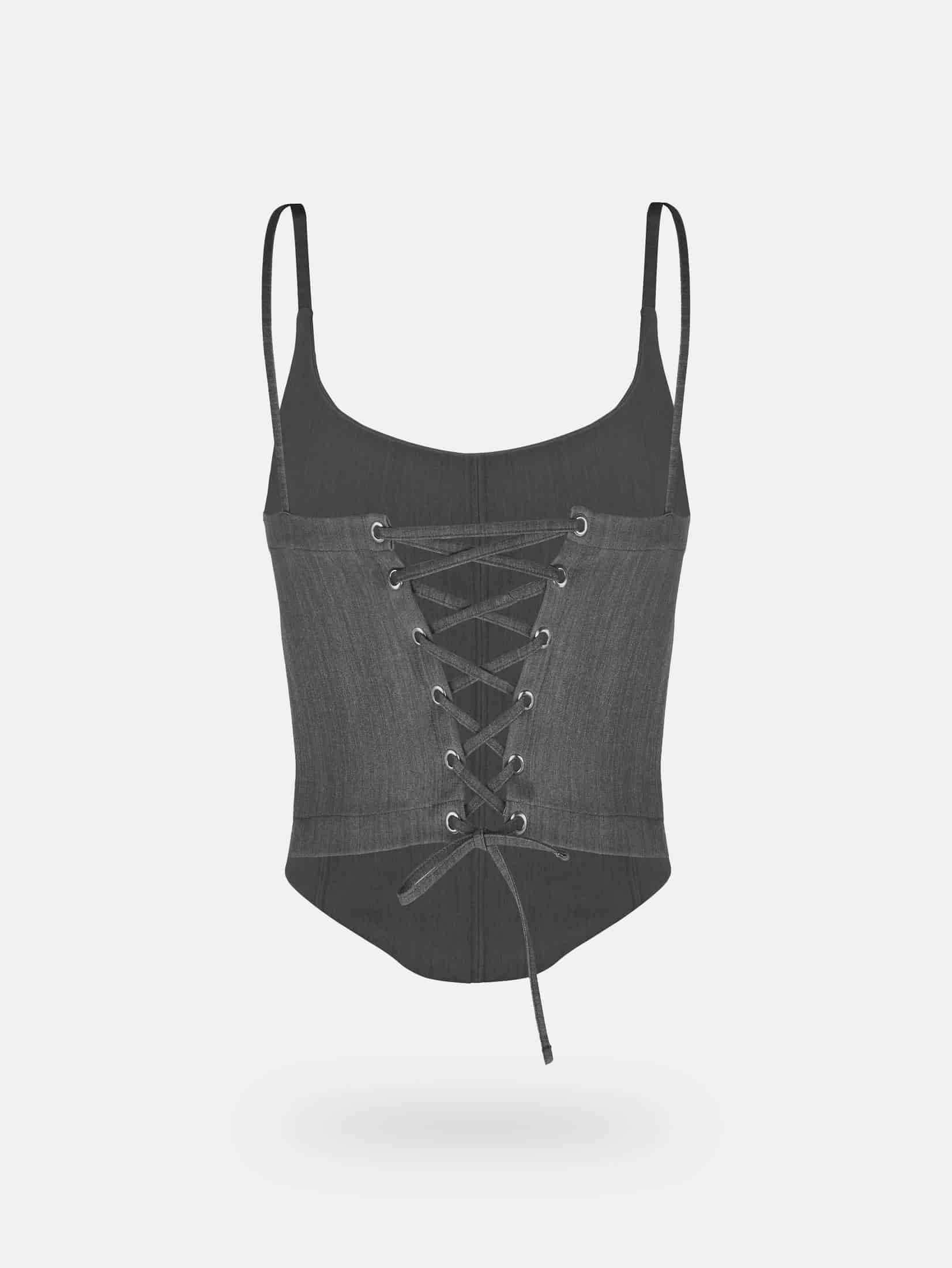 BACK LACE CORSET - GRAY - miniatura 4