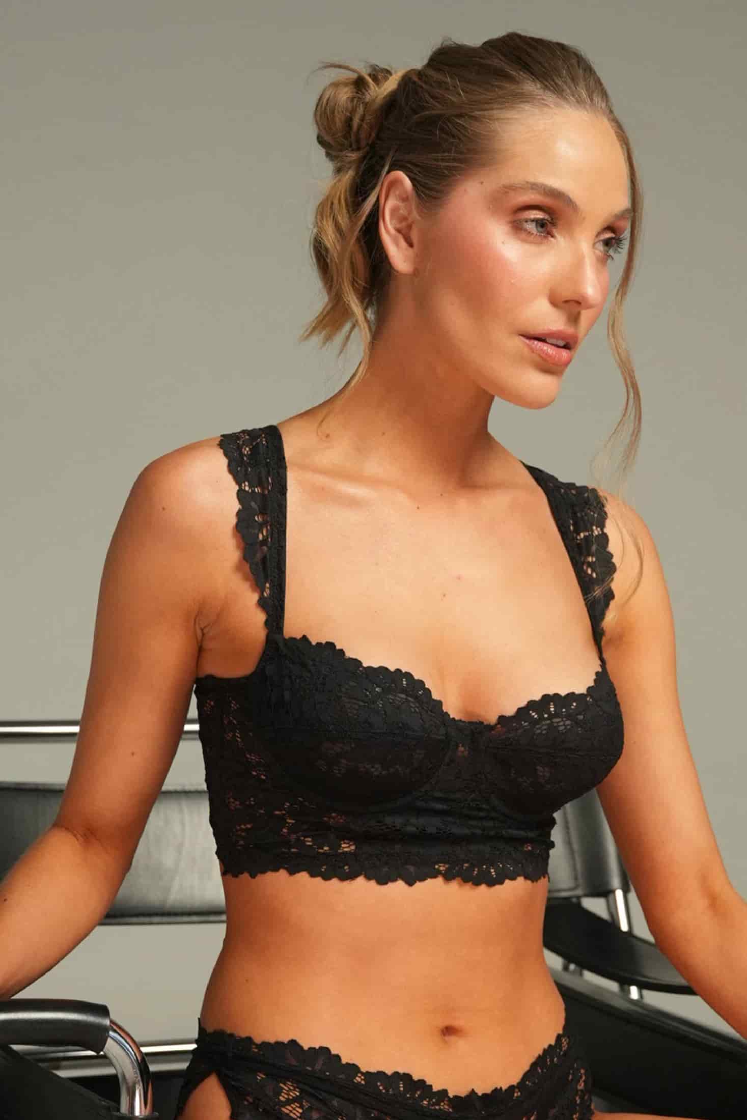 BRASIER BUSTIER ELLIPSE CON ARO Y ENCAJE TOTAL COMODIDAD VINTAGE NEGRO - miniatura 1