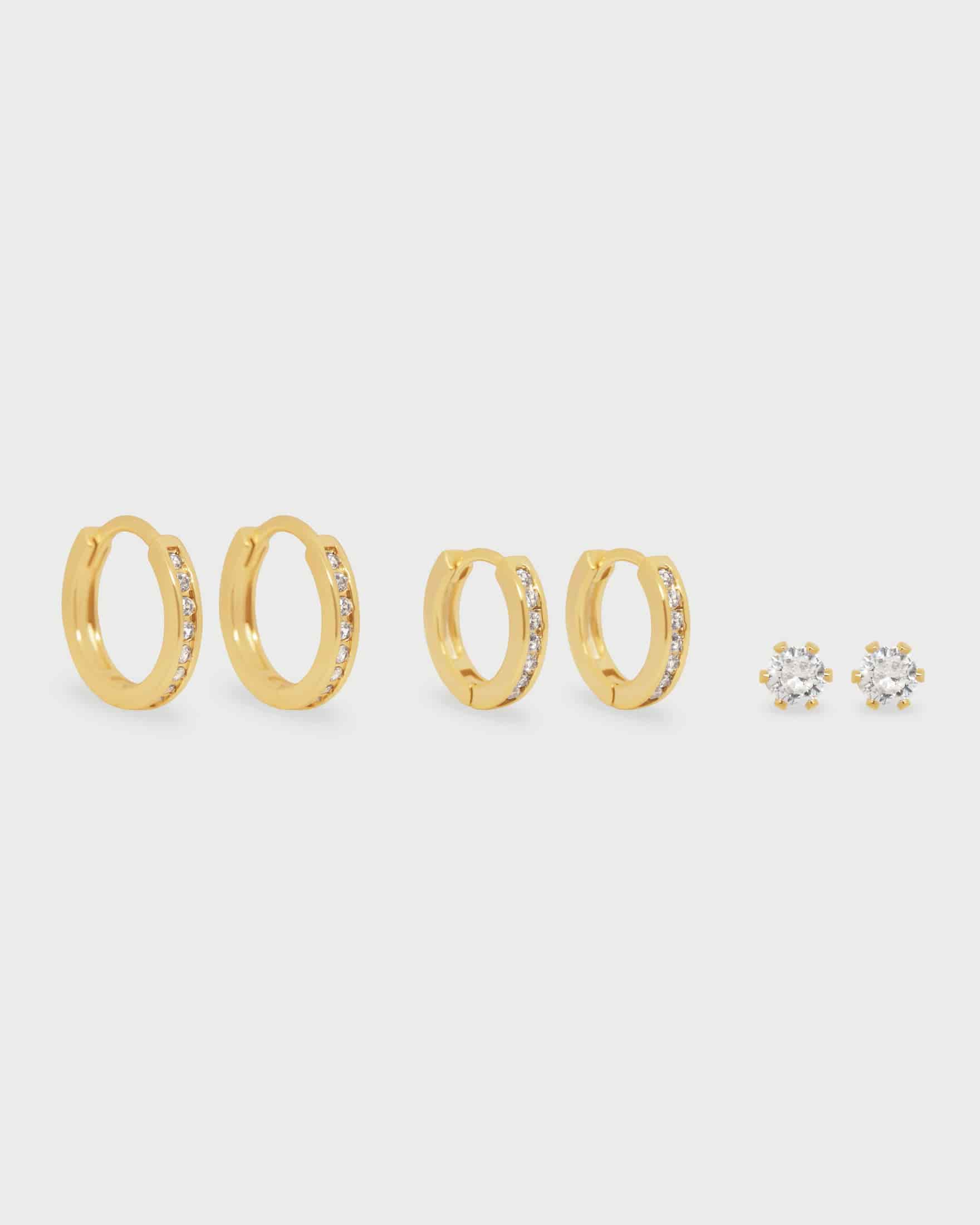 Set X3 Aretes Línea Pavé - miniatura 2