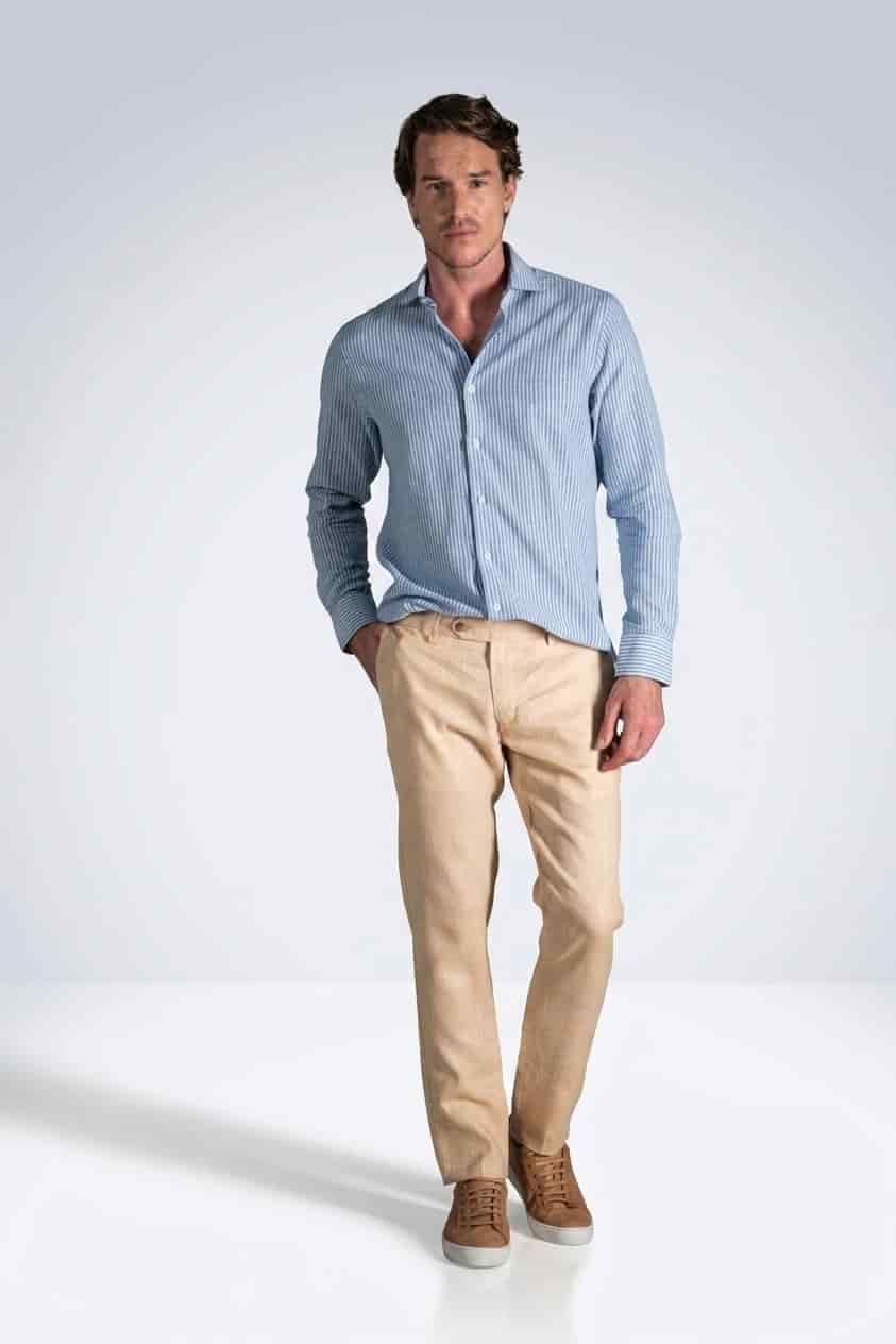 Pantalón Slim Lino Beige - miniatura 1