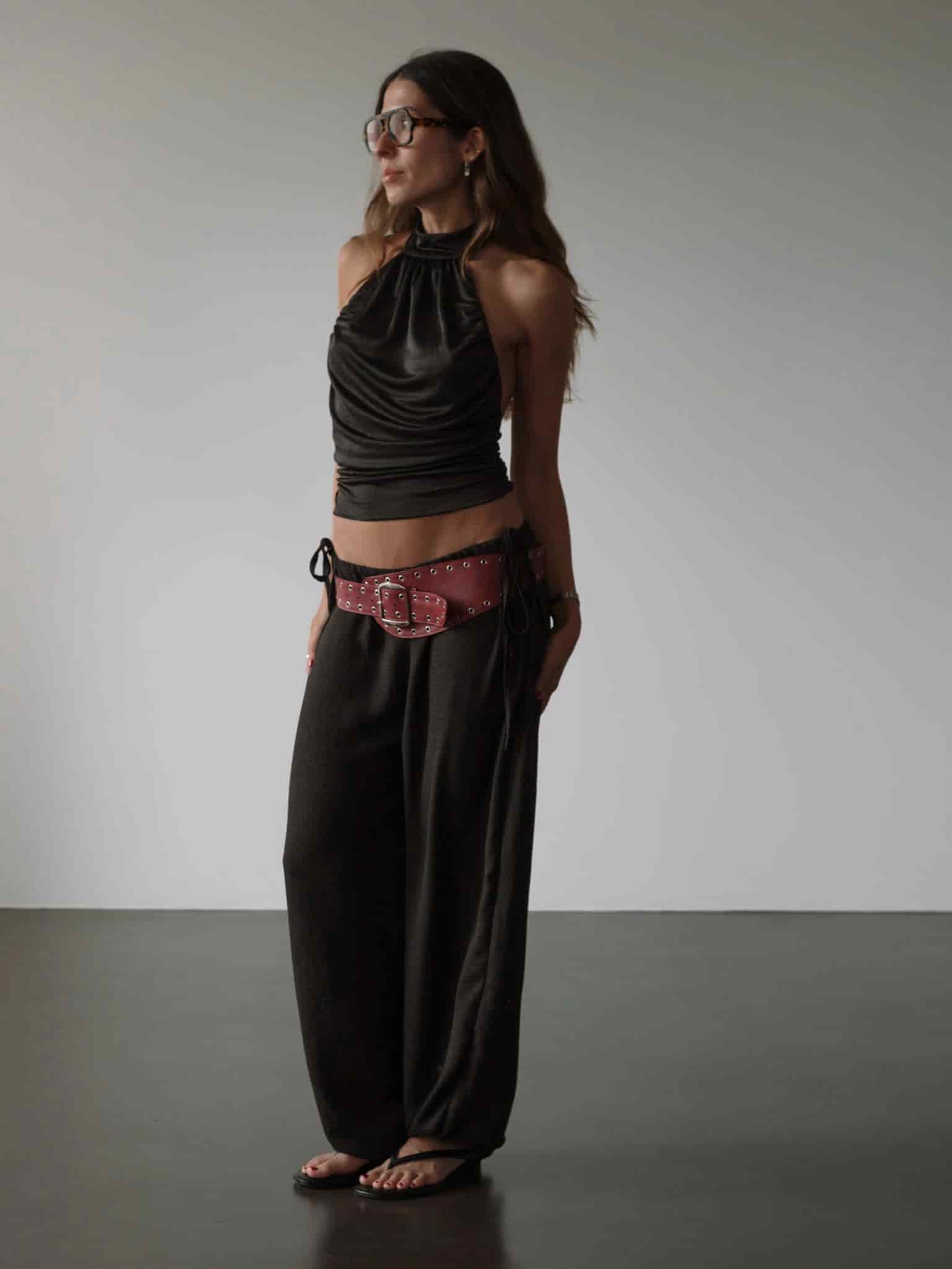 BOHO HALTER BLOUSE - BLACK - miniatura 2